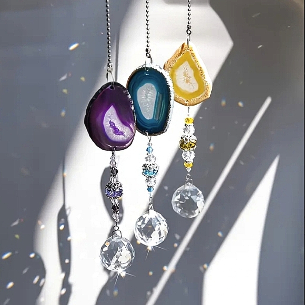 1 Pc Rainbow Maker Crystal Geode Window Light Catcher Car Ornament Gift Idea